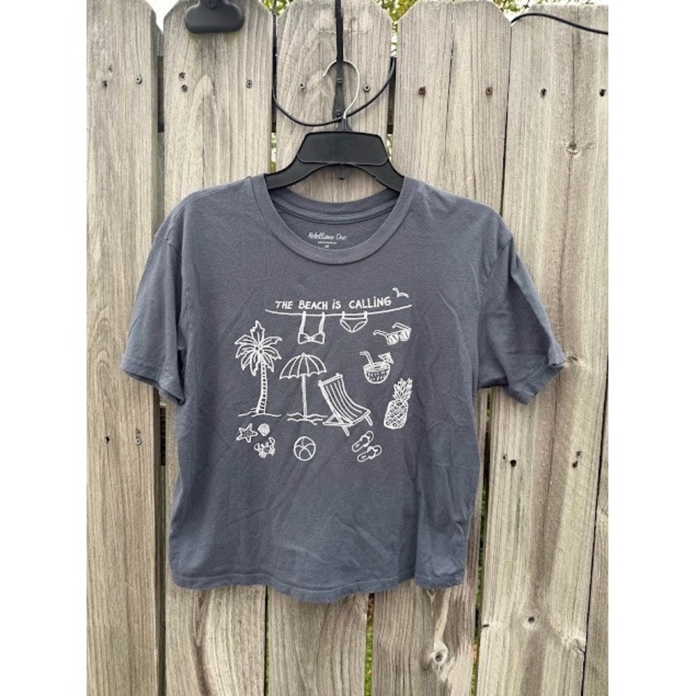 Beachy Coastal Summer Rebellious One Graphic Tee M Gray The Beach Is Calling
